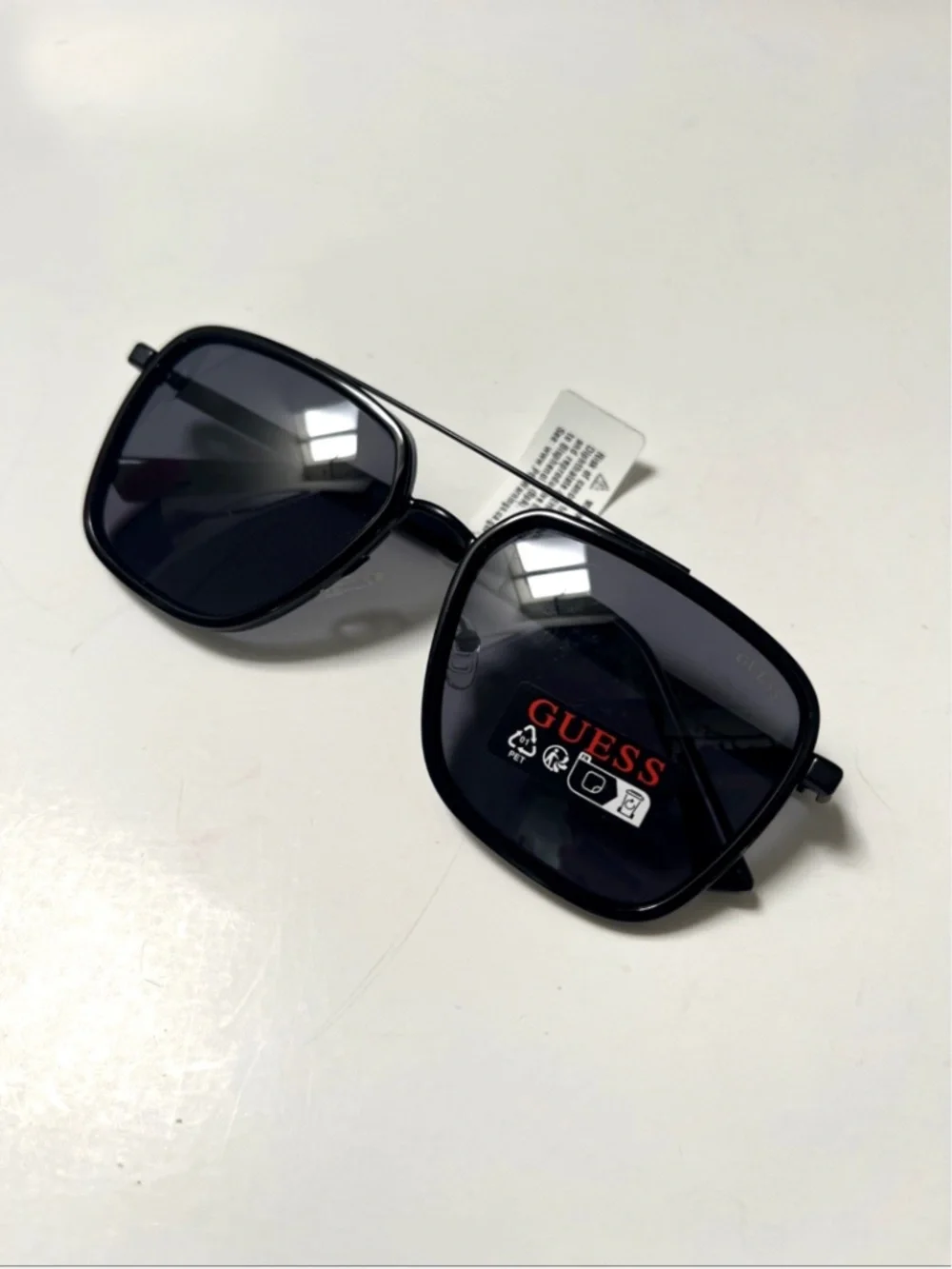 New GUESS Aviator Sunglasses GO00112 Double Bridge Glossy Metal Black